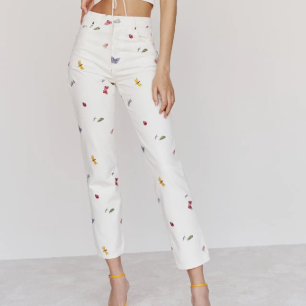 Reformation Cynthia Ladybugs High Rise Straight Jeans - Size 26